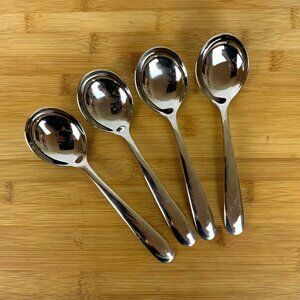 Inox 18/10 Stainless Steel Soup Spoons Lot Of 4 Round Bowl